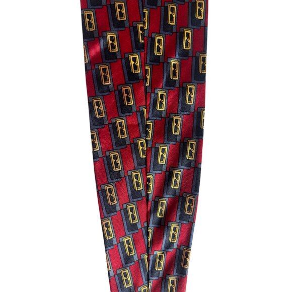 Fendi Men's Silk Geometric Pattern Tie - Red & Blue - Picture 7 of 9